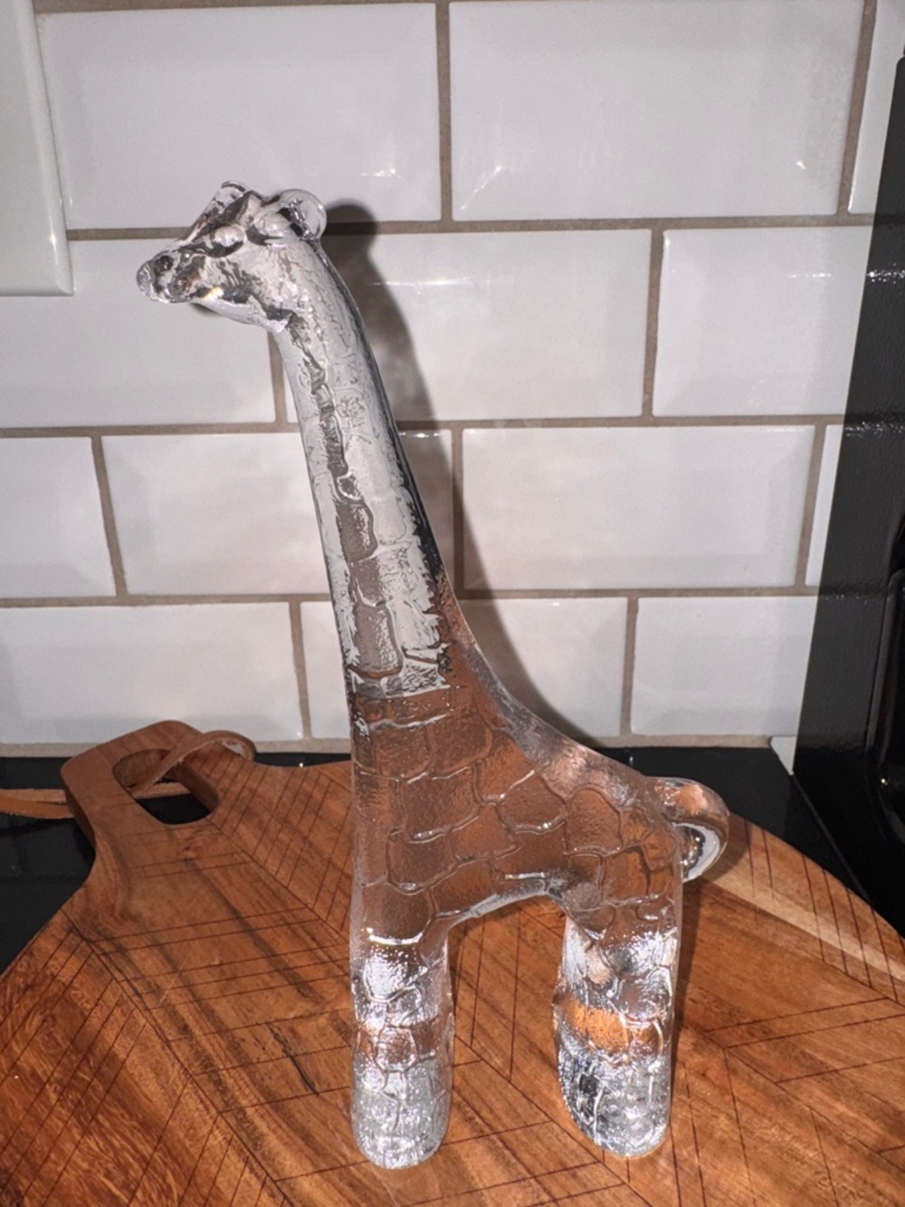 Kosta Boda Silver and Copper Giraffe Art Glass Figurine
